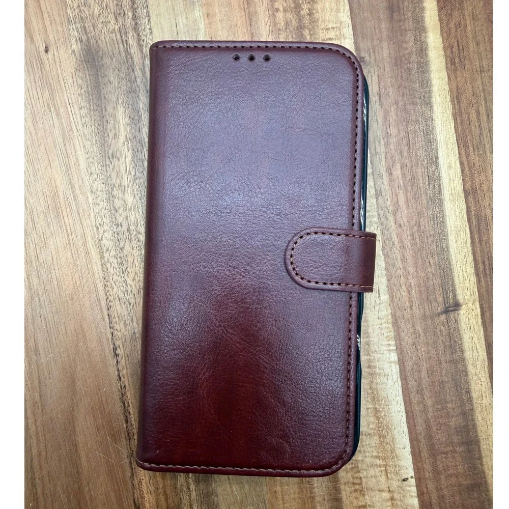 Bocasal Detachable Wallet Case for iPhone Burgundy Leather Folio RFID Blocking